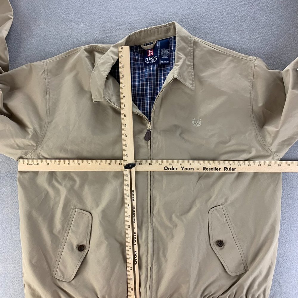 **SOLD**Chaps Jacket Mens XL Extra Large Tan Full Zip Casual Classic Fit - Picture 8 of 12